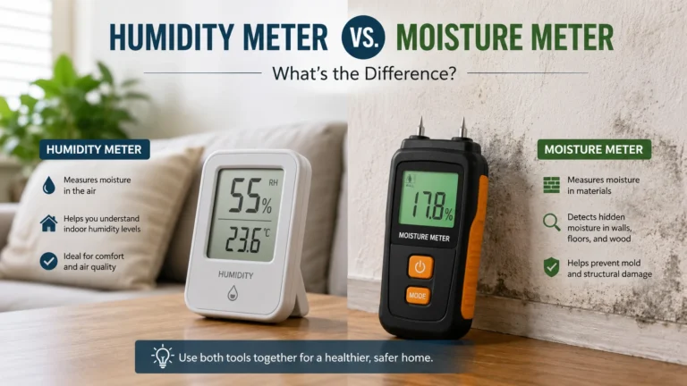 Humidity meter and moisture meter compared for home moisture checks