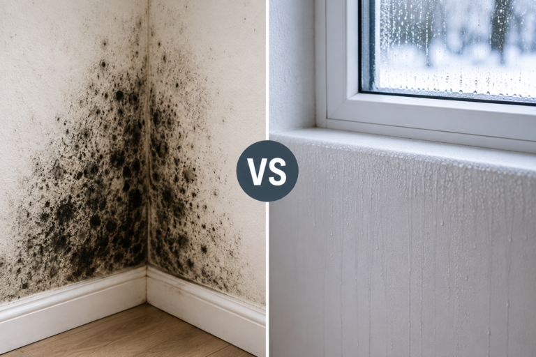 Mould on walls vs condensation comparison on an interior wall