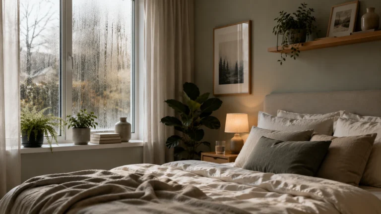 Musty bedroom with window condensation and trapped indoor humidity