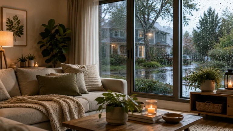 Rainy window area where condensation may create a musty smell